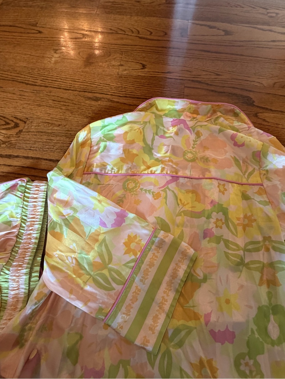 Free People Pillow Talk Satin Pajama Set in the "Lily Combo" - Picture 8 of 8